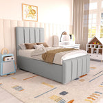 Lisbon Kids Upholstered Ottoman Bed - Silver Linoso