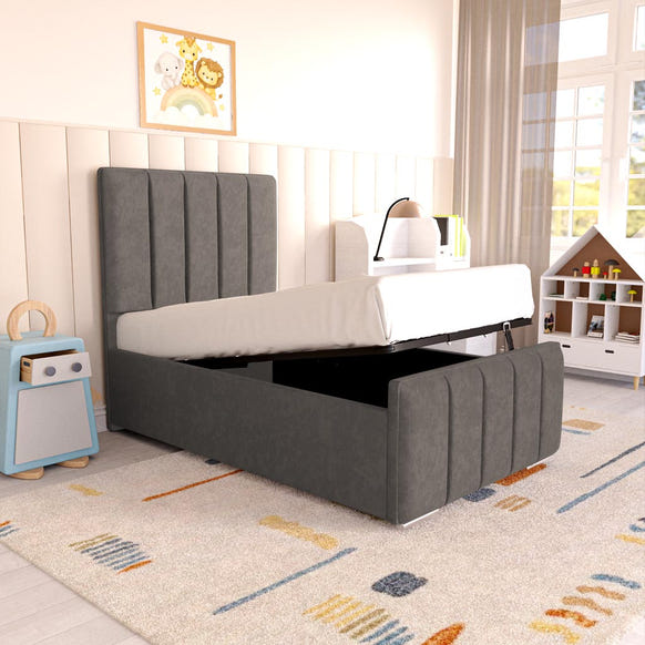 Lisbon Kids Upholstered Ottoman Bed - Slate Grey Naples