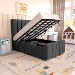 Lisbon Kids Upholstered Ottoman Bed - Steel Plush Velvet