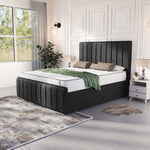 Lisbon Upholstered Bed - Black Chenille