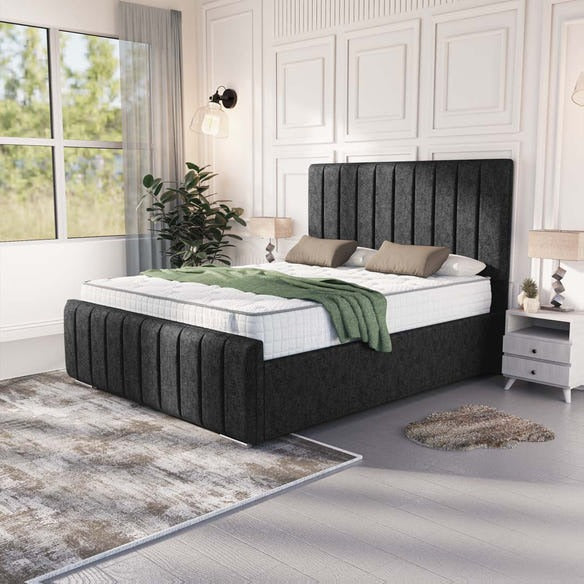 Lisbon Upholstered Bed - Black Chenille