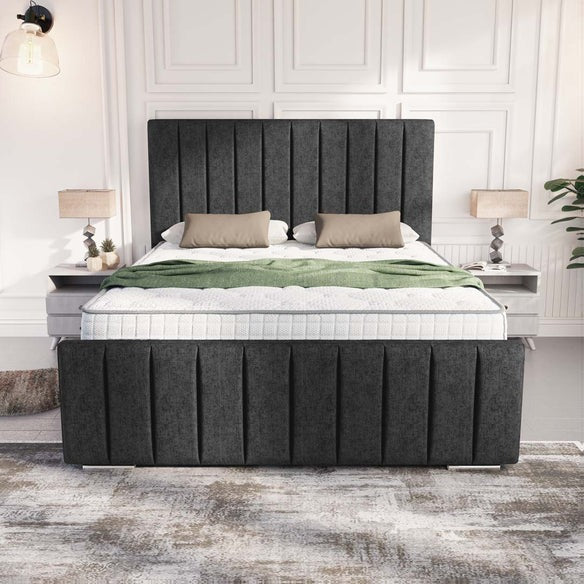 Lisbon Upholstered Bed - Black Chenille
