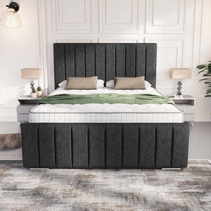 Lisbon Upholstered Bed - Black Chenille