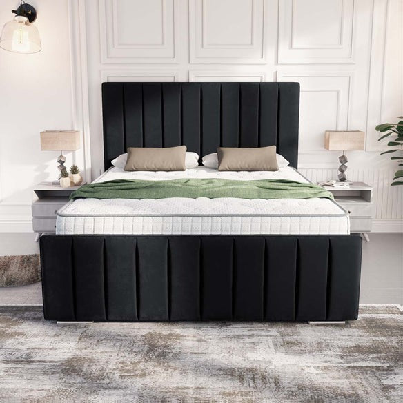 Lisbon Upholstered Bed - Black Plush Velvet