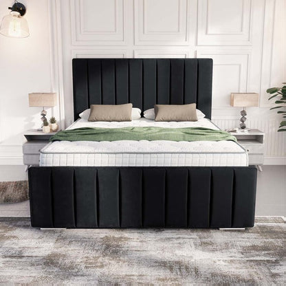 Lisbon Upholstered Bed - Black Plush Velvet