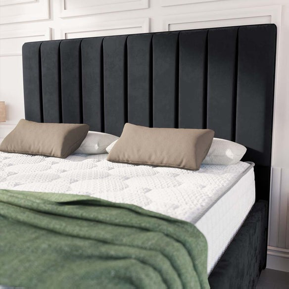 Lisbon Upholstered Bed - Black Plush Velvet