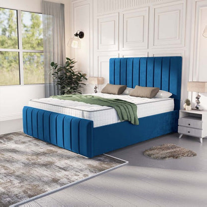 Lisbon Upholstered Bed - Blue Plush Velvet