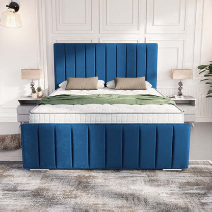 Lisbon Upholstered Bed - Blue Plush Velvet