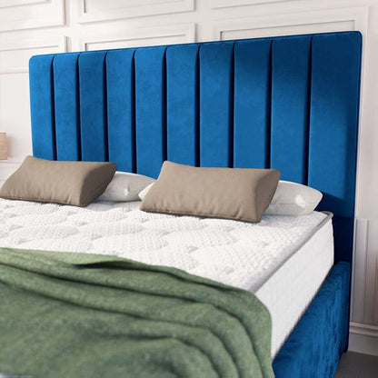 Lisbon Upholstered Bed - Blue Plush Velvet
