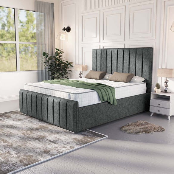 Lisbon Upholstered Bed - Charcoal Chenille