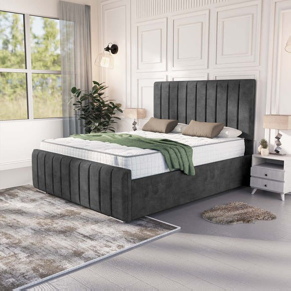 Lisbon Upholstered Bed - Charcoal Coniston