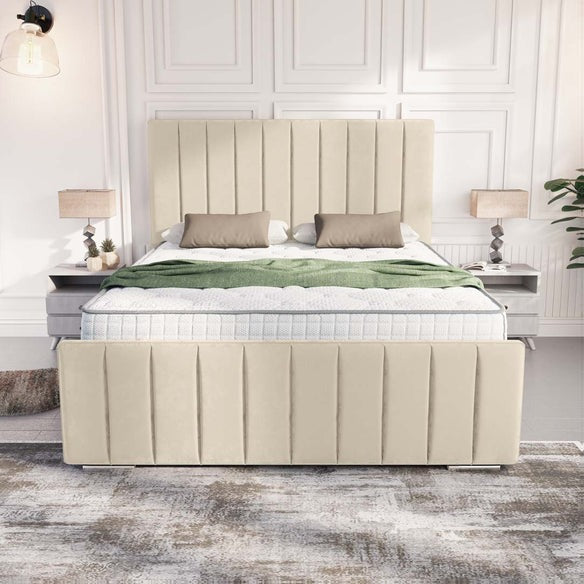 Lisbon Upholstered Bed - Cream Plush Velvet
