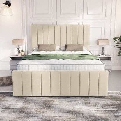 Lisbon Upholstered Bed - Cream Plush Velvet