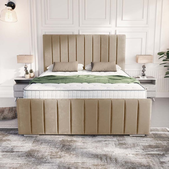 Lisbon Upholstered Bed - Mink Plush Velvet