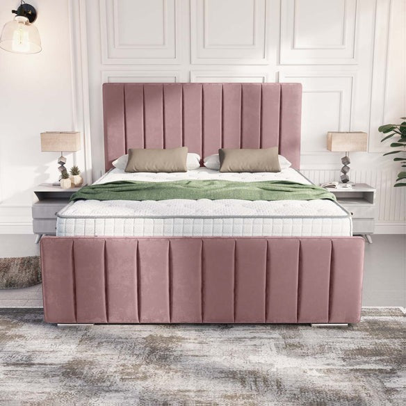 Lisbon Upholstered Bed - Pink Plush Velvet