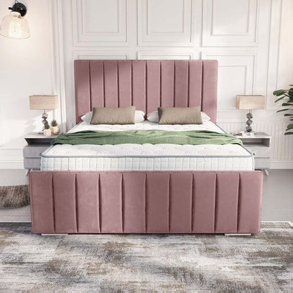 Lisbon Upholstered Bed - Pink Plush Velvet