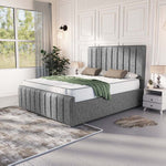 Lisbon Upholstered Bed - Silver Chenille