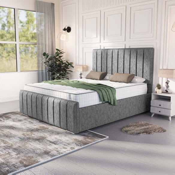 Lisbon Upholstered Bed - Silver Chenille