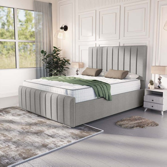 Lisbon Upholstered Bed - Silver Linoso