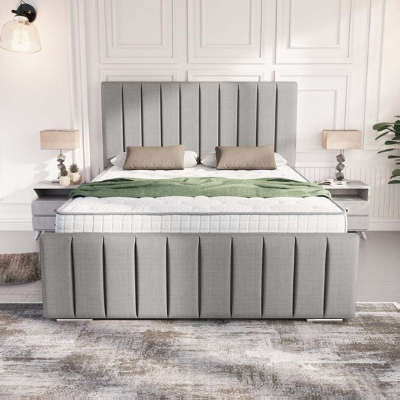 Lisbon Upholstered Bed - Silver Linoso