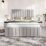 Lisbon Upholstered Bed - Silver Plush Velvet