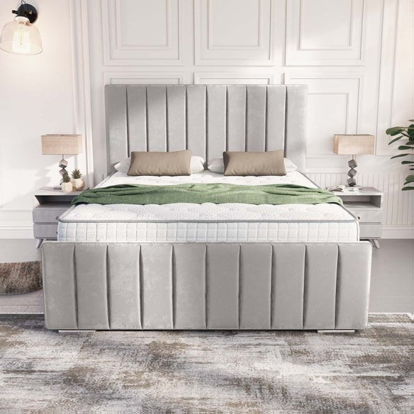 Lisbon Upholstered Bed - Silver Plush Velvet