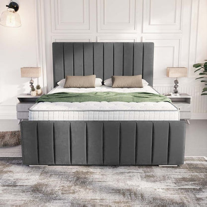 Lisbon Upholstered Bed - Steel Plush Velvet