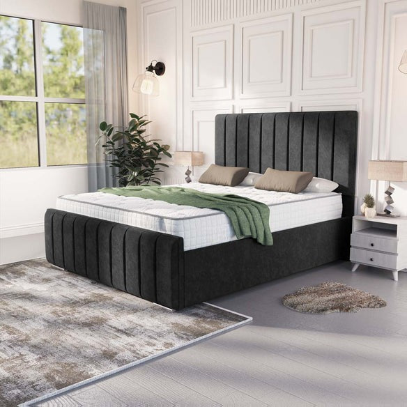 Lisbon Upholstered Ottoman Bed - Black Naples
