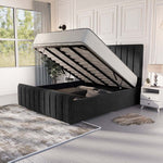 Lisbon Upholstered Ottoman Bed - Black Naples