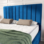 Lisbon Upholstered Ottoman Bed - Blue Plush Velvet