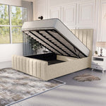 Lisbon Upholstered Ottoman Bed - Cream Chenille