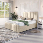 Lisbon Upholstered Ottoman Bed - Cream Chenille
