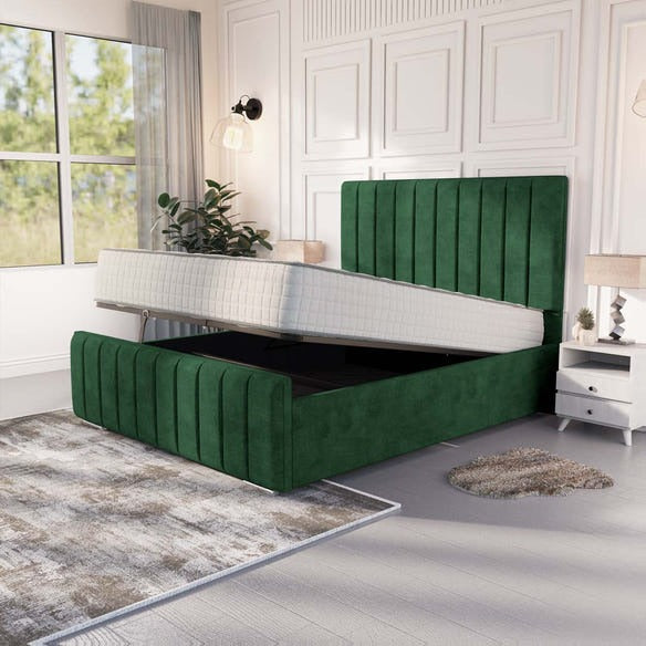 Lisbon Upholstered Ottoman Bed - Emerald Coniston
