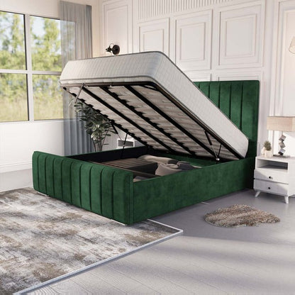Lisbon Upholstered Ottoman Bed - Emerald Coniston