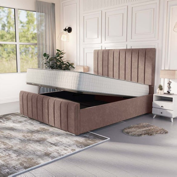 Lisbon Upholstered Ottoman Bed - Mauve Naples
