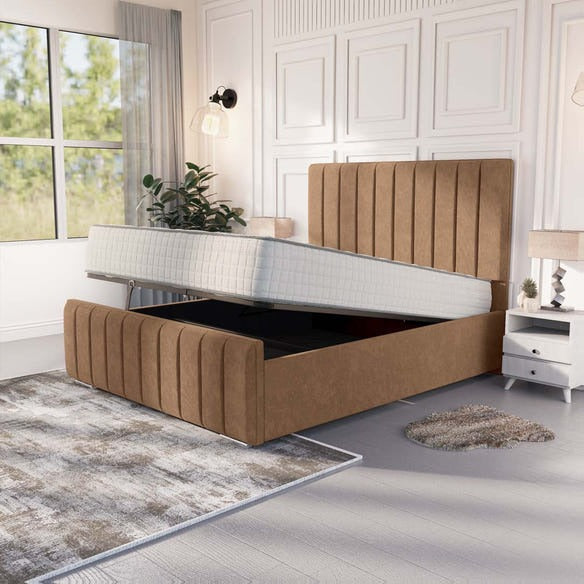 Lisbon Upholstered Ottoman Bed - Mink Naples