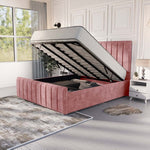 Lisbon Upholstered Ottoman Bed - Pink Coniston