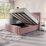 Lisbon Upholstered Ottoman Bed - Pink Plush Velvet