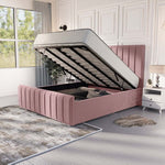 Lisbon Upholstered Ottoman Bed - Pink Plush Velvet