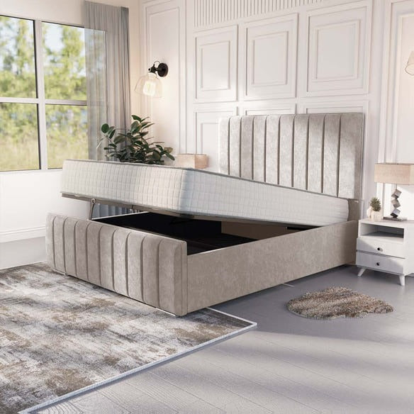 Lisbon Upholstered Ottoman Bed - Seal Grey Naples