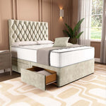London Chesterfield Divan Bed - Almond Coniston