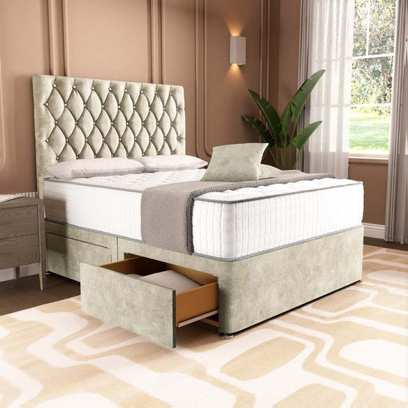 London Chesterfield Divan Bed - Almond Coniston