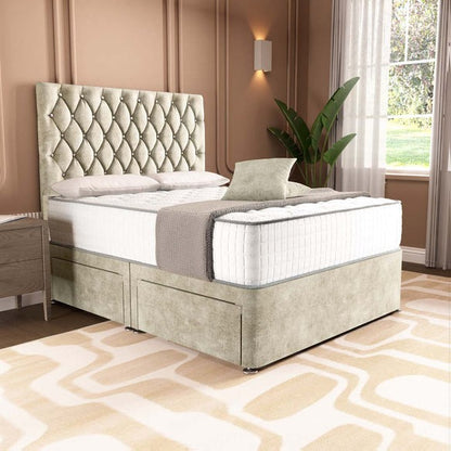 London Chesterfield Divan Bed - Almond Coniston