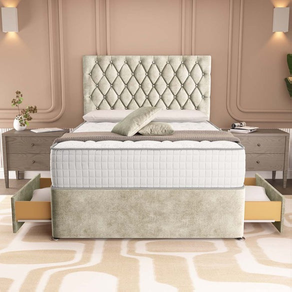 London Chesterfield Divan Bed - Almond Coniston