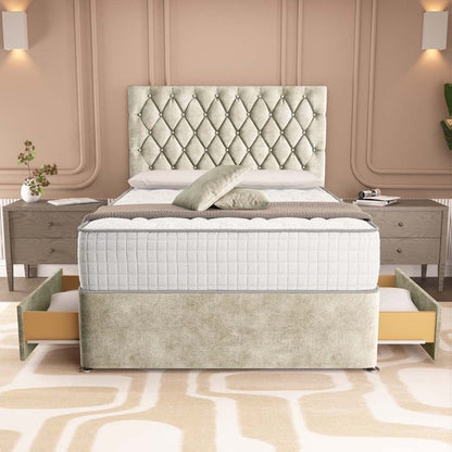 London Chesterfield Divan Bed - Almond Coniston