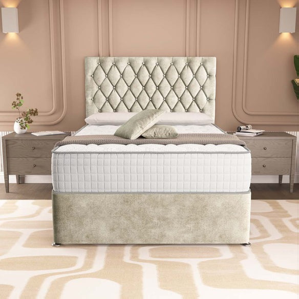 London Chesterfield Divan Bed - Almond Coniston