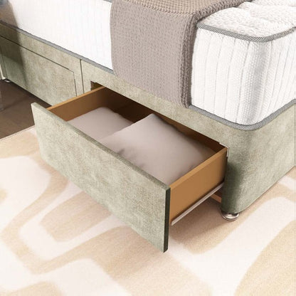 London Chesterfield Divan Bed - Almond Coniston