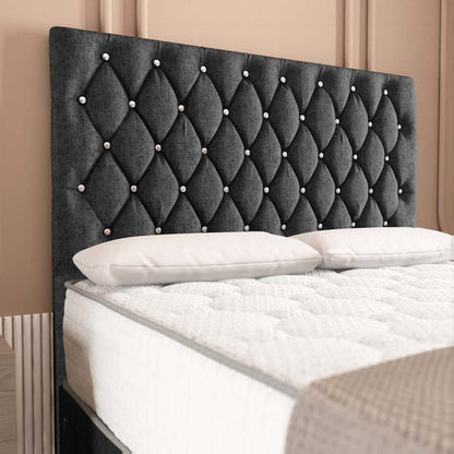 London Chesterfield Divan Bed - Black Chenille