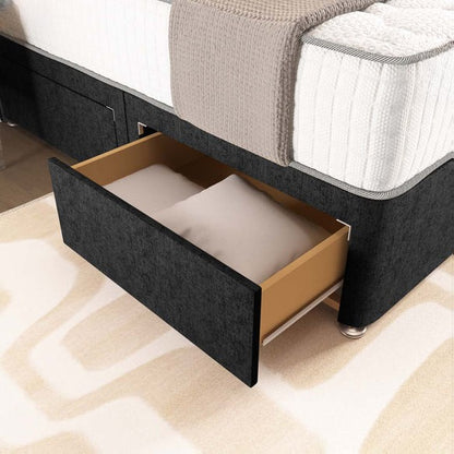 London Chesterfield Divan Bed - Black Chenille