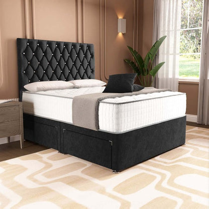 London Chesterfield Divan Bed - Black Naples